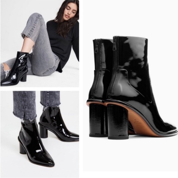 Rag & Bone Wiley Leather High Ankle Boots Black Patent size 6.5 - Picture 3 of 5